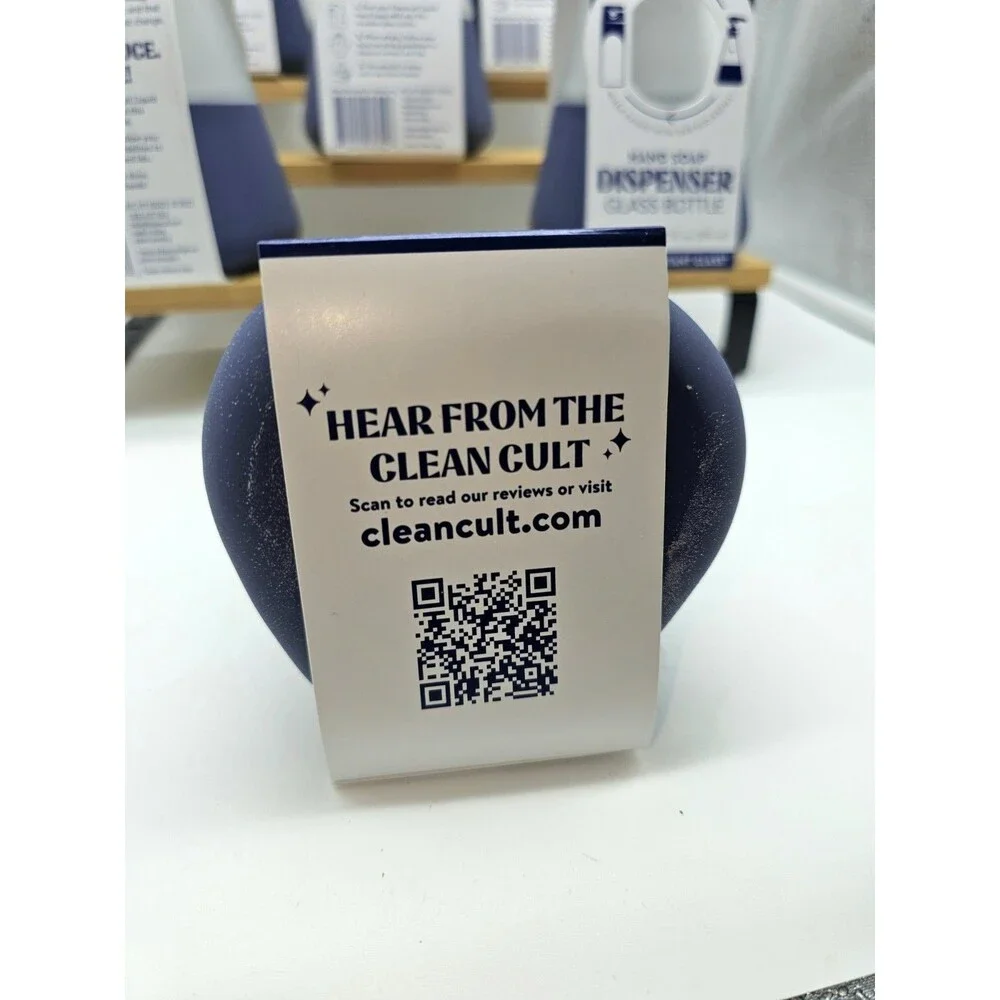 6x Clean Cult Hand Soap Dispenser Glass Bottle 12oz Refillable Midnight Blue NEW